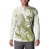 Lime Green Hawaii Button Sweatshirt Humpback Whale Tattoo Polynesian Tribal Ocean Vibes LT14 - Polynesian Pride