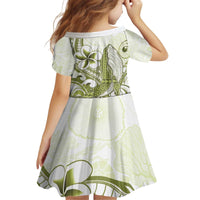 Lime Green Hawaii Kid Short Sleeve Dress Humpback Whale Tattoo Polynesian Tribal Ocean Vibes