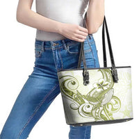 Lime Green Hawaii Leather Tote Bag Humpback Whale Tattoo Polynesian Tribal Ocean Vibes LT14 - Polynesian Pride