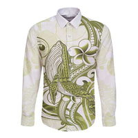 Lime Green Hawaii Long Sleeve Button Shirt Humpback Whale Tattoo Polynesian Tribal Ocean Vibes LT14 Unisex Lime Green - Polynesian Pride