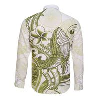 Lime Green Hawaii Long Sleeve Button Shirt Humpback Whale Tattoo Polynesian Tribal Ocean Vibes LT14 - Polynesian Pride