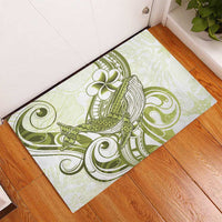 Lime Green Hawaii Rubber Doormat Humpback Whale Tattoo Polynesian Tribal Ocean Vibes LT14 - Polynesian Pride