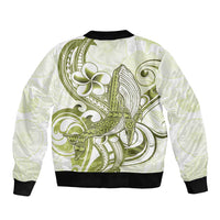 Lime Green Hawaii Sleeve Zip Bomber Jacket Humpback Whale Tattoo Polynesian Tribal Ocean Vibes