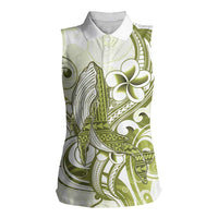 Lime Green Hawaii Women Sleeveless Polo Shirt Humpback Whale Tattoo Polynesian Tribal Ocean Vibes