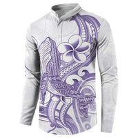 Purple Hawaii Button Sweatshirt Humpback Whale Tattoo Polynesian Tribal Ocean Vibes LT14 - Polynesian Pride