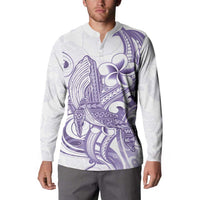 Purple Hawaii Button Sweatshirt Humpback Whale Tattoo Polynesian Tribal Ocean Vibes LT14 - Polynesian Pride
