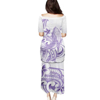 Purple Hawaii Family Matching Puletasi and Hawaiian Shirt Humpback Whale Tattoo Polynesian Tribal Ocean Vibes