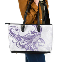 Purple Hawaii Leather Tote Bag Humpback Whale Tattoo Polynesian Tribal Ocean Vibes LT14 - Polynesian Pride