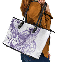 Purple Hawaii Leather Tote Bag Humpback Whale Tattoo Polynesian Tribal Ocean Vibes LT14 - Polynesian Pride
