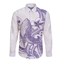Purple Hawaii Long Sleeve Button Shirt Humpback Whale Tattoo Polynesian Tribal Ocean Vibes LT14 Unisex Purple - Polynesian Pride