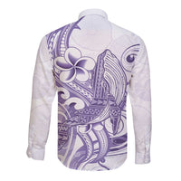 Purple Hawaii Long Sleeve Button Shirt Humpback Whale Tattoo Polynesian Tribal Ocean Vibes LT14 - Polynesian Pride