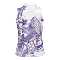 Purple Hawaii Women Sleeveless Polo Shirt Humpback Whale Tattoo Polynesian Tribal Ocean Vibes