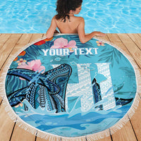 Personalised Hawaii Beach Blanket Humpback Whale Tattoo With Tropical Flowers LT14 - Polynesian Pride