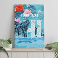 Personalised Hawaii Canvas Wall Art Humpback Whale Tattoo With Tropical Flowers LT14 - Polynesian Pride