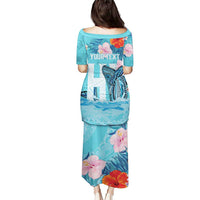 Personalised Hawaii Puletasi Humpback Whale Tattoo With Tropical Flowers LT14 - Polynesian Pride