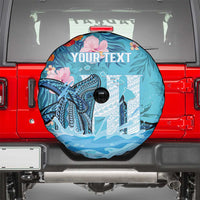 Personalised Hawaii Spare Tire Cover Humpback Whale Tattoo With Tropical Flowers LT14 - Polynesian Pride