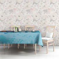 Personalised Hawaii Tablecloth Humpback Whale Tattoo With Tropical Flowers LT14 - Polynesian Pride