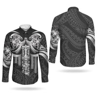 Tiki Drum Hawaii Couples Matching Short Sleeve Bodycon Dress and Long Sleeve Button Shirt Hawaiian Kakau Tattoo Style LT14 - Polynesian Pride