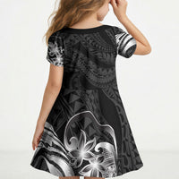 Tiki Drum Hawaii Kid Short Sleeve Dress Hawaiian Kakau Tattoo Style