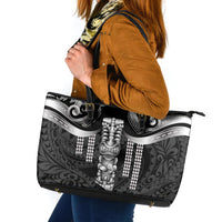 Tiki Drum Hawaii Leather Tote Bag Hawaiian Kakau Tattoo Style LT14 Black - Polynesian Pride