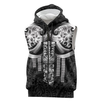 Tiki Drum Hawaii Sleeveless Zip Hoodie Hawaiian Kakau Tattoo Style LT14 Black - Polynesian Pride