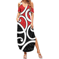 New Zealand Family Matching Summer Maxi Dress and Hawaiian Shirt Maori Koru Tino Rangatiratanga Color - Polynesian Pride