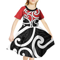 New Zealand Kid Short Sleeve Dress Maori Koru Tino Rangatiratanga Color - Polynesian Pride