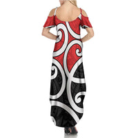 New Zealand Summer Maxi Dress Maori Koru Tino Rangatiratanga Color - Polynesian Pride
