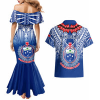 Samoa Rugby Couples Matching Mermaid Dress and Hawaiian Shirt 2023 Go Manu Samoa With Ula Fala Style LT14 - Polynesian Pride