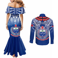 Samoa Rugby Couples Matching Mermaid Dress and Long Sleeve Button Shirts 2023 Go Manu Samoa With Ula Fala Style LT14 - Polynesian Pride