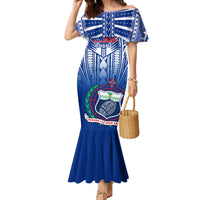 Samoa Rugby Mermaid Dress 2023 Go Manu Samoa With Ula Fala Style LT14 Women Blue - Polynesian Pride