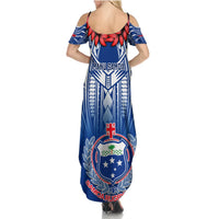 Samoa Rugby Summer Maxi Dress 2023 Go Manu Samoa With Ula Fala Style LT14 - Polynesian Pride