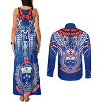 Custom Samoa Rugby Couples Matching Tank Maxi Dress and Long Sleeve Button Shirts 2023 Go Manu Samoa With Ula Fala Style LT14 - Polynesian Pride