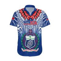 Custom Samoa Rugby Hawaiian Shirt 2023 Go Manu Samoa With Ula Fala Style LT14 Blue - Polynesian Pride