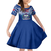 Custom Samoa Rugby Kid Short Sleeve Dress 2023 Go Manu Samoa With Ula Fala Style LT14 KID Blue - Polynesian Pride