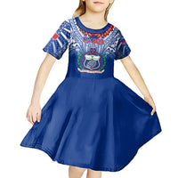 Custom Samoa Rugby Kid Short Sleeve Dress 2023 Go Manu Samoa With Ula Fala Style LT14 - Polynesian Pride