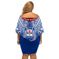 Custom Samoa Rugby Off Shoulder Short Dress 2023 Go Manu Samoa With Ula Fala Style LT14 - Polynesian Pride