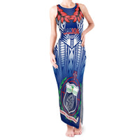 Custom Samoa Rugby Tank Maxi Dress 2023 Go Manu Samoa With Ula Fala Style LT14 Women Blue - Polynesian Pride