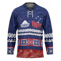 Personalised FAST Samoa Siapo Hockey Jersey Teuila Flowers Samoan Pattern LT14 Unisex Blue - Polynesian Pride