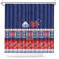 Personalised FAST Samoa Siapo Shower Curtain Teuila Flowers Samoan Pattern - Polynesian Pride