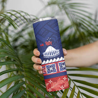 Personalised FAST Samoa Siapo Skinny Tumbler Teuila Flowers Samoan Pattern LT14 - Polynesian Pride