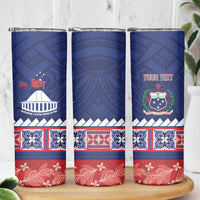 Personalised FAST Samoa Siapo Skinny Tumbler Teuila Flowers Samoan Pattern LT14 - Polynesian Pride