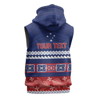 Personalised FAST Samoa Siapo Sleeveless Zip Hoodie Teuila Flowers Samoan Pattern - Polynesian Pride