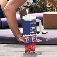 Personalised FAST Samoa Siapo Tumbler With Handle Teuila Flowers Samoan Pattern - Polynesian Pride