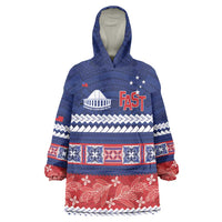 Personalised FAST Samoa Siapo Wearable Blanket Hoodie Teuila Flowers Samoan Pattern - Polynesian Pride