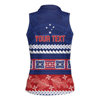 Personalised FAST Samoa Siapo Women Sleeveless Polo Shirt Teuila Flowers Samoan Pattern - Polynesian Pride