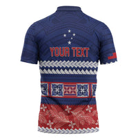 Personalised FAST Samoa Siapo Zipper Polo Shirt Teuila Flowers Samoan Pattern - Polynesian Pride