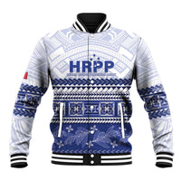 Personalised HRPP Samoa Siapo Baseball Jacket Teuila Flowers Samoan Pattern - Polynesian Pride