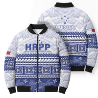 Personalised HRPP Samoa Siapo Bomber Puffer Jacket Teuila Flowers Samoan Pattern LT14 - Polynesian Pride