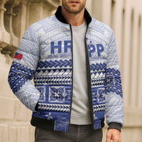 Personalised HRPP Samoa Siapo Bomber Puffer Jacket Teuila Flowers Samoan Pattern LT14 - Polynesian Pride